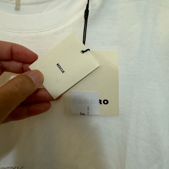 SANDRO - White Embellished Detail Crop Tee - Picture 2 of 8